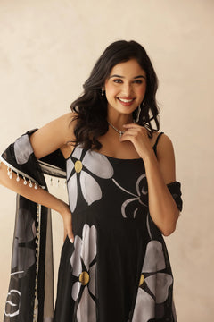 Bloom Canvas Handpainted Georgette Anarkali Suit Set