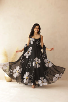 Bloom Canvas Handpainted Georgette Anarkali Suit Set