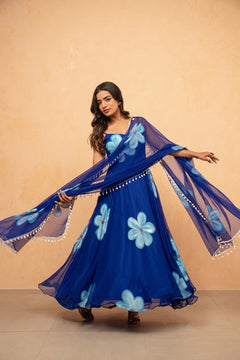 Bloom Canvas Handpainted Georgette Anarkali Suit Set