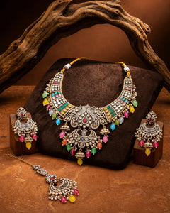 Noor-e-Mahal Navratan Necklace Set