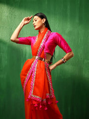 organza saree with contrast border