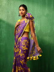 violet organza saree