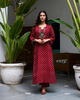 Jalaja Ajrakh Print Pure Cotton Kurta Set