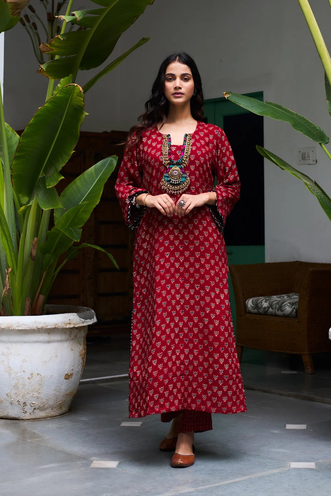Jalaja Ajrakh Print Pure Cotton Kurta Set