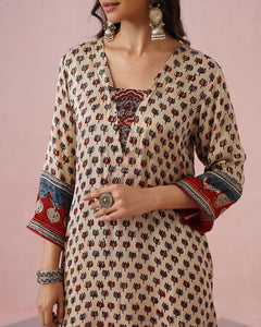 Rangrez Ajrakh Printed Cotton Kurta Suit Set