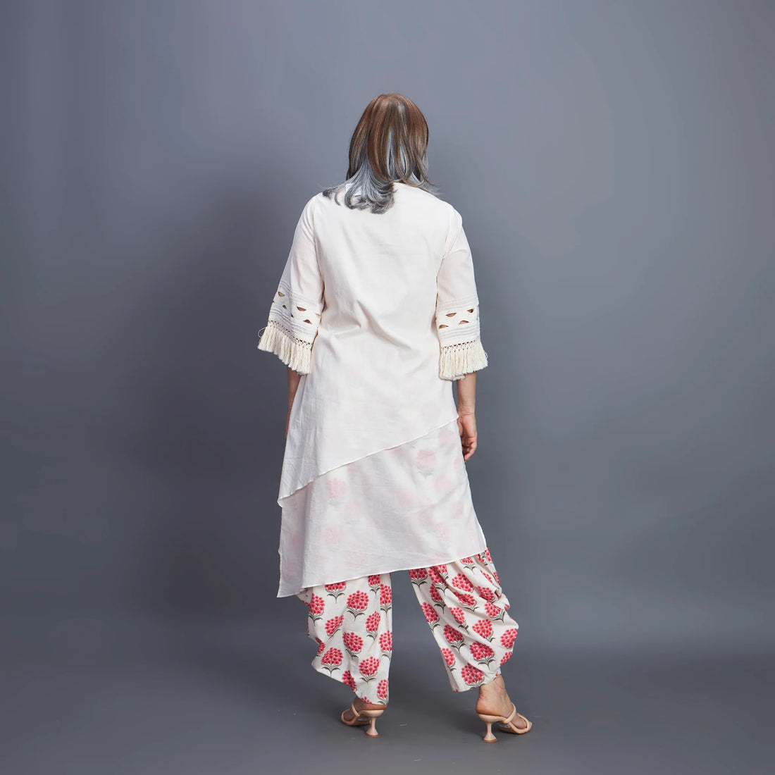 Goro Set - white Red dhoti co-ord