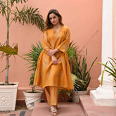 Mustard Chanderi Kurta Set