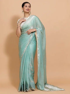 aqua blue saree