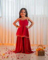 Red Gulkand Palazzo Set