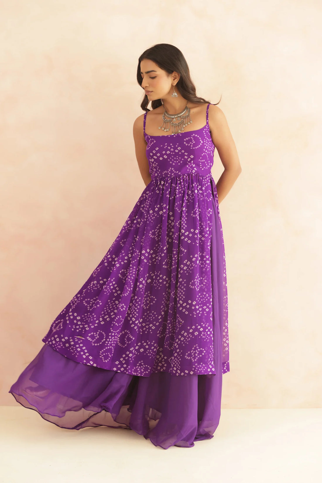 Royal Amethyst Bandhani Georgette Kurta Set