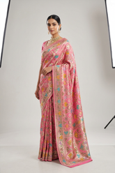 Shaded Pink Georgette Woven Bandhej Patola Saree