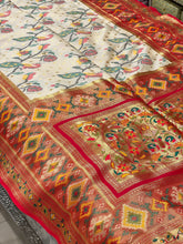 Off White Patola Peacock Motif Saree