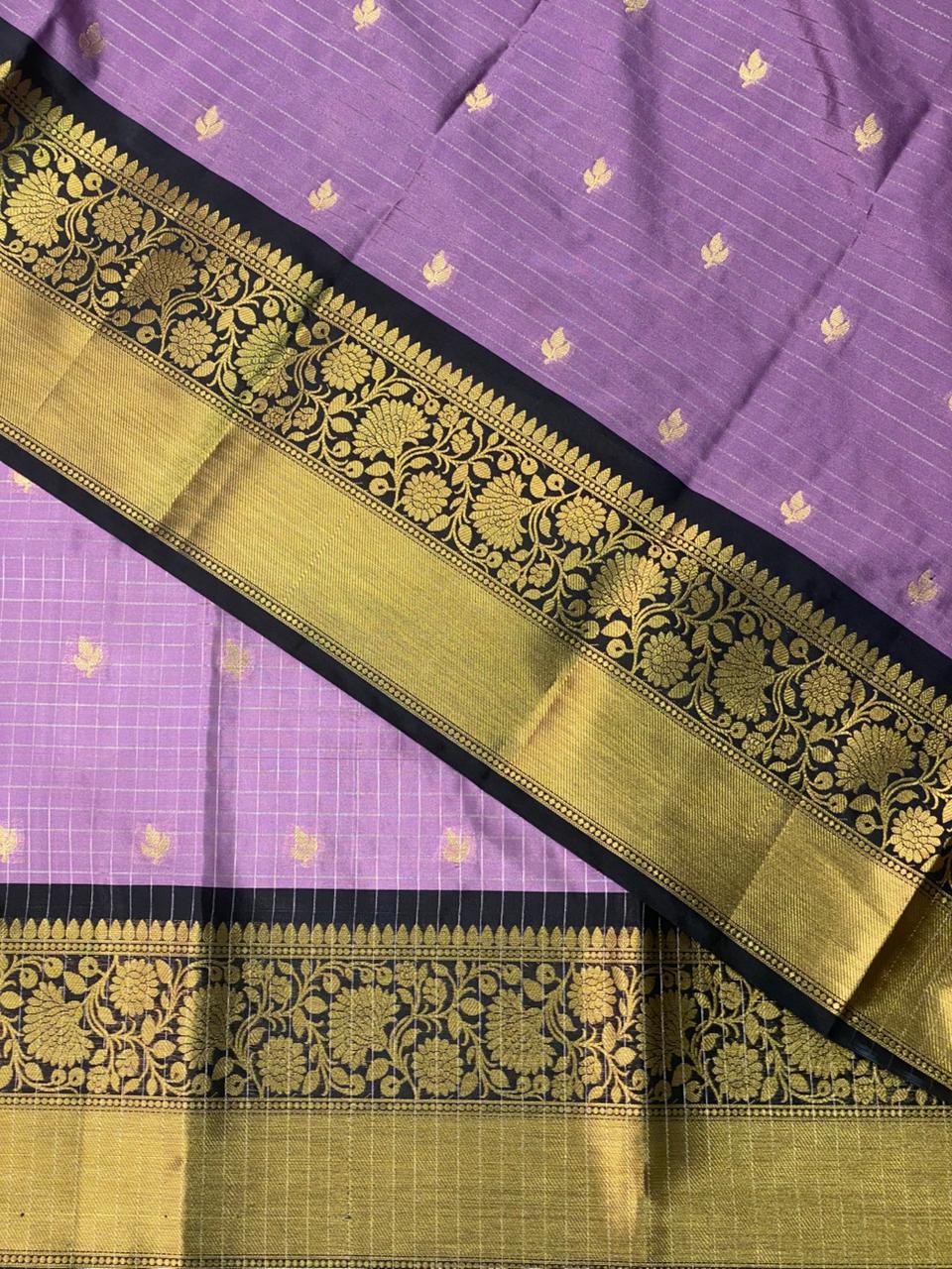 Violet Black Banarasi Silk Saree