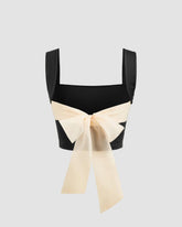 Back Tie Bow Embellished Crop Top