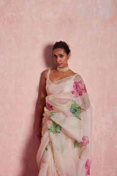pearl work saree