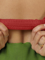 Red Readymade Sleeveless Blouse