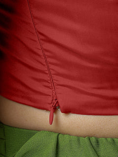 Red Readymade Sleeveless Blouse
