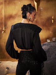 Sequin pleated fabric