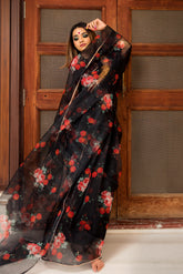 Black and Red Organza Saree
