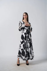 black and white printed dress