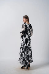 crepe long dress