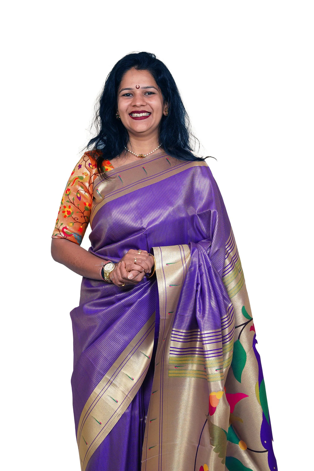 Lotus Soft Silk Paithani Saree with Multicolor Pallu