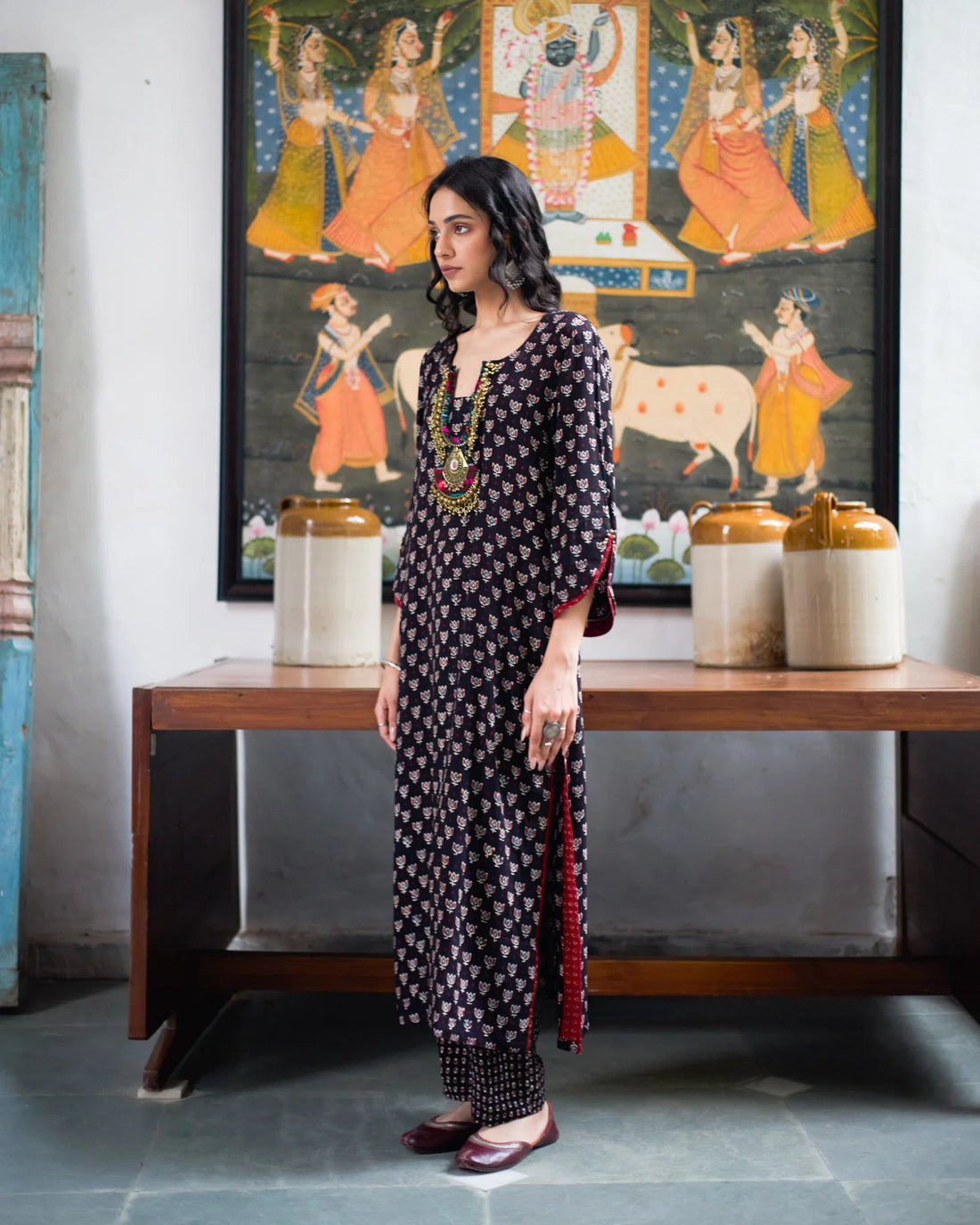 Jalaja Ajrakh Print Pure Cotton Kurta Set
