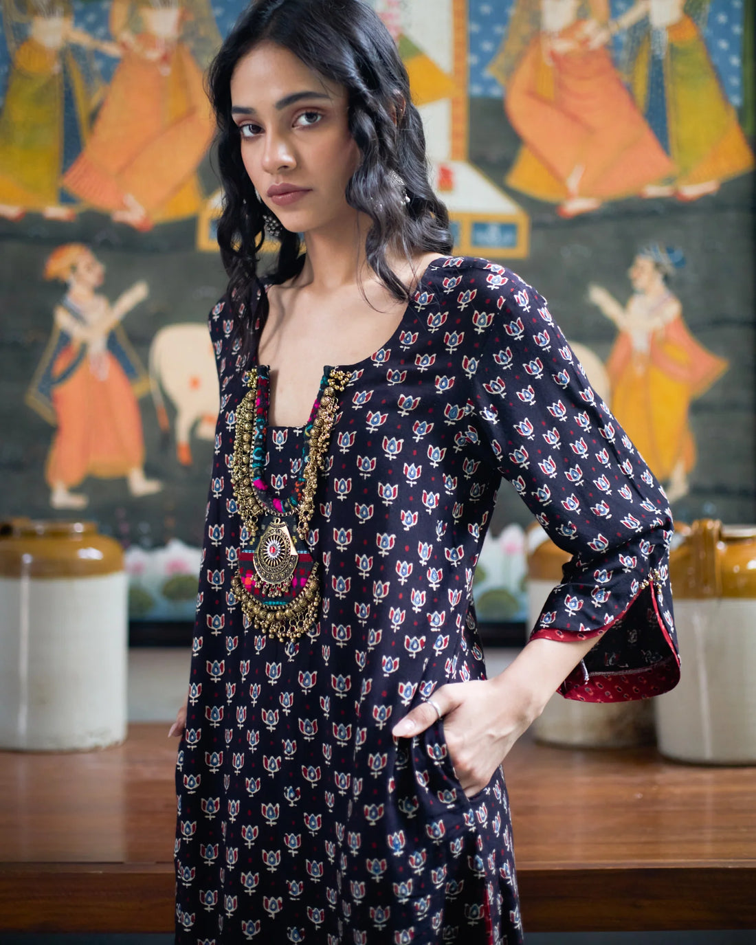 Jalaja Ajrakh Print Pure Cotton Kurta Set