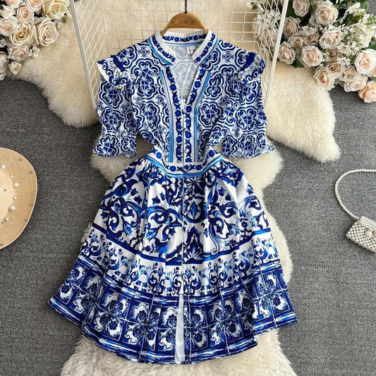Blue cotton dress