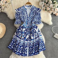 Blue cotton dress