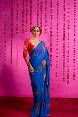 Blue designer saree online