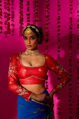 Floral print silk saree