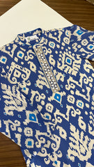 Blue Ikat Boys Kurta Set