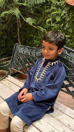 Blush Velvet Boys Kurta set