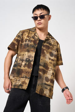 Brown polyester relaxed shirt