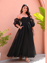 Black Organza Off-Shoulder Dress