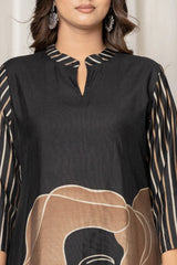Chinon Silk Black Printed Kurta Set