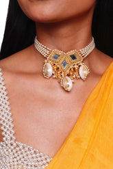Pearl & Mirror Work Designer Choker Necklace