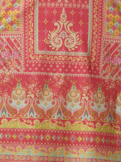 Cotton Red Floral Embroidered Kurta Set