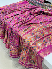 Violet Patola Kutchi Embroidery Saree