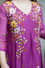 Rama Dola Silk Embroidered Short Anarkali Set