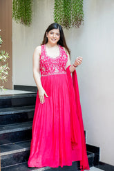 Rehnam Georgette Embroidered Gown with Dupatta