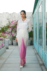 Pink White Crepe Co-Ord Set