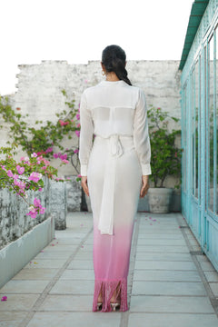 Pink White Crepe Co-Ord Set