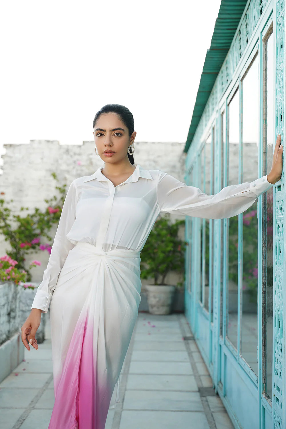 Pink White Crepe Co-Ord Set