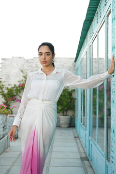 Pink White Crepe Co-Ord Set