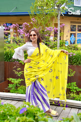 Winged Wonder Mul Mul Printed Saree