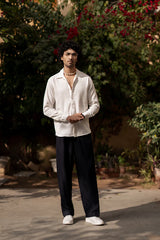 White Bubble Cube Self Design Shirt