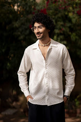 White Bubble Cube Self Design Shirt