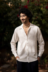 White Bubble Cube Self Design Shirt